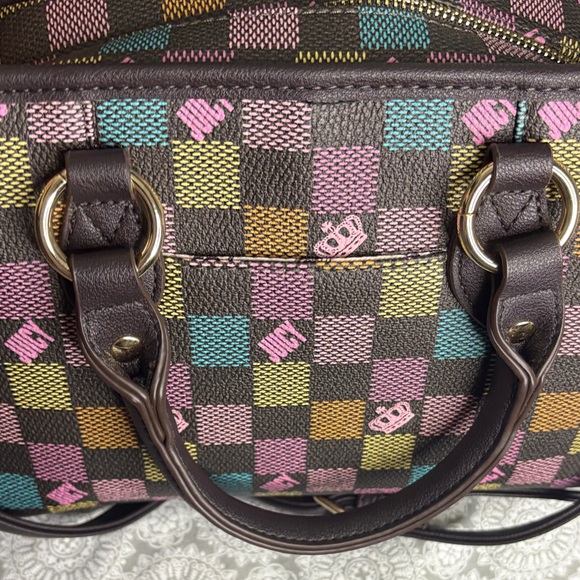 Juicy Couture Checkered Satchel with Pink Accents - Picture 9 of 10